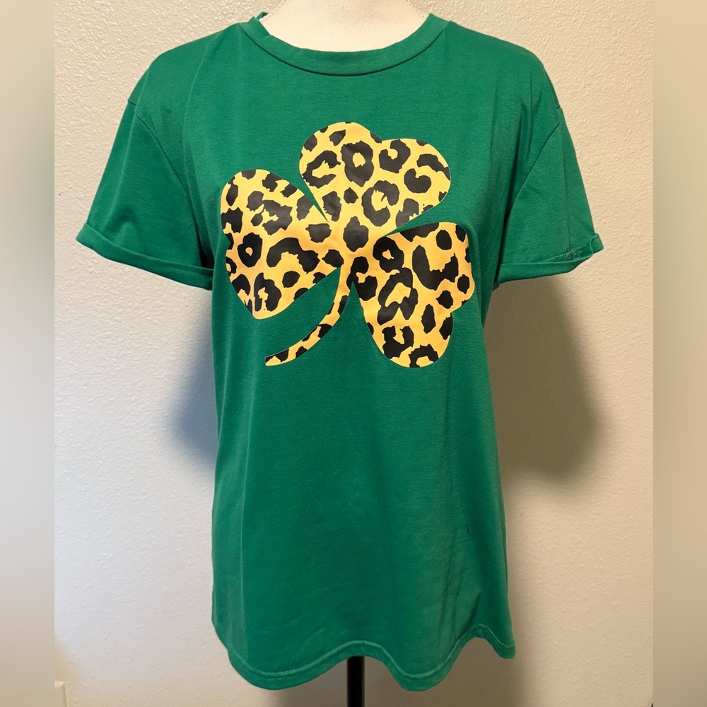Leopard and Green St Patrick’s Tee Size M